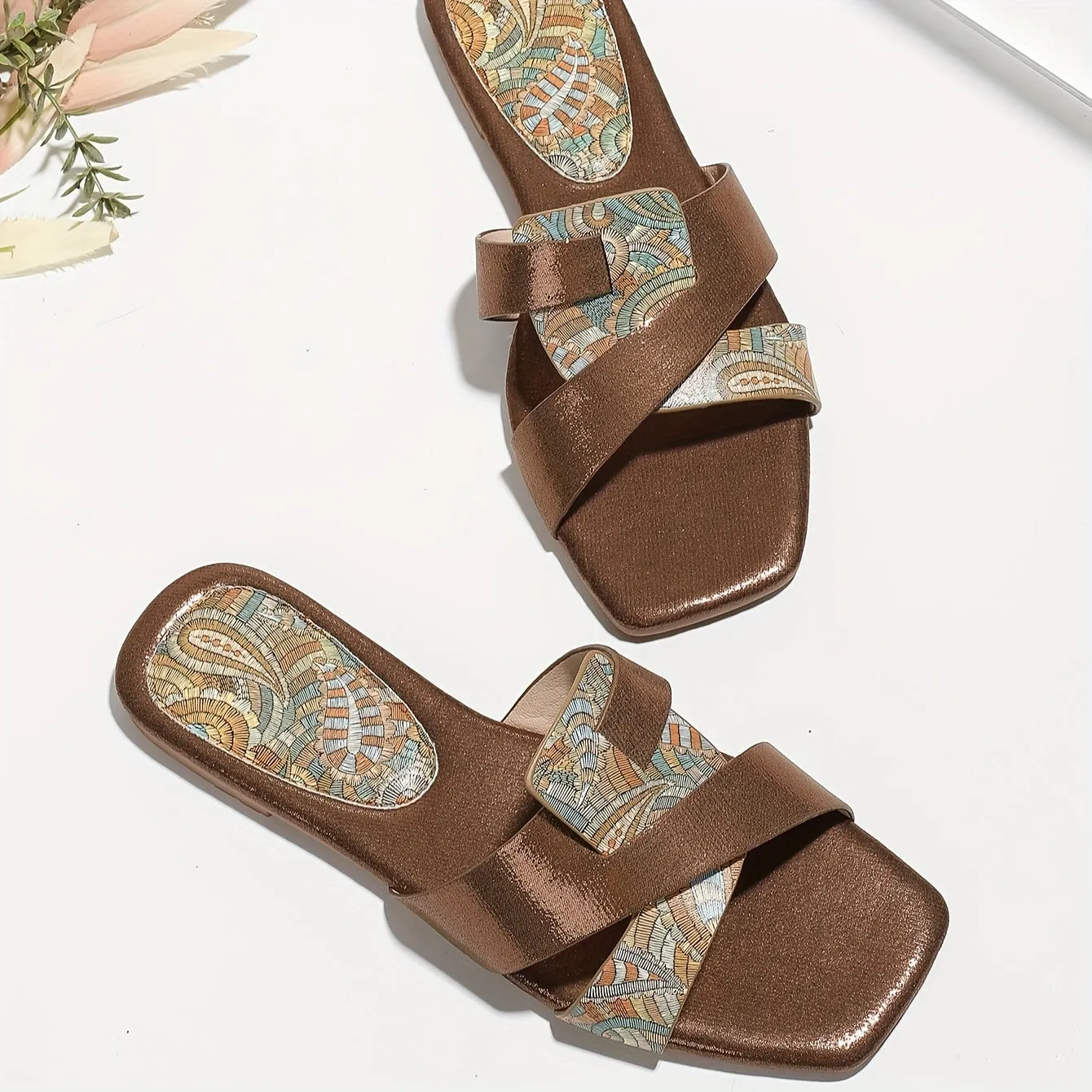 Kleurrijke slip-on sandalen voor vrouwen, licht en niet-slip