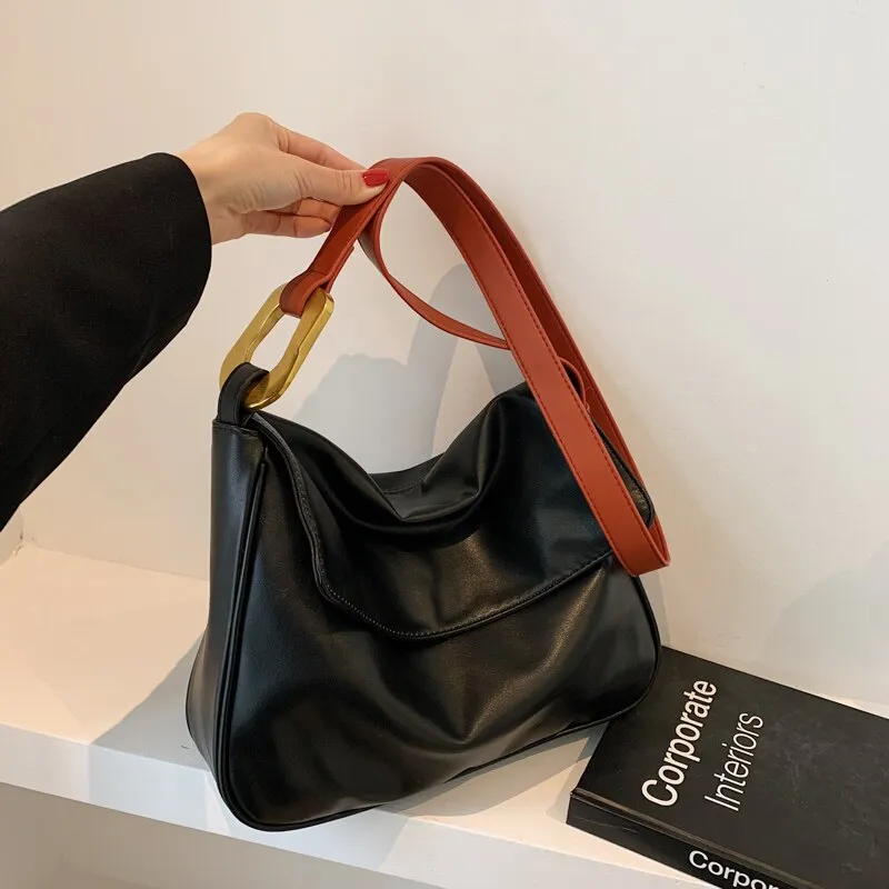 Large Capacity Retro PU Leather Big Crossbody Shoulder Bags For Women 2021 Summer Ladies Luxury Brand Trendy Handbags