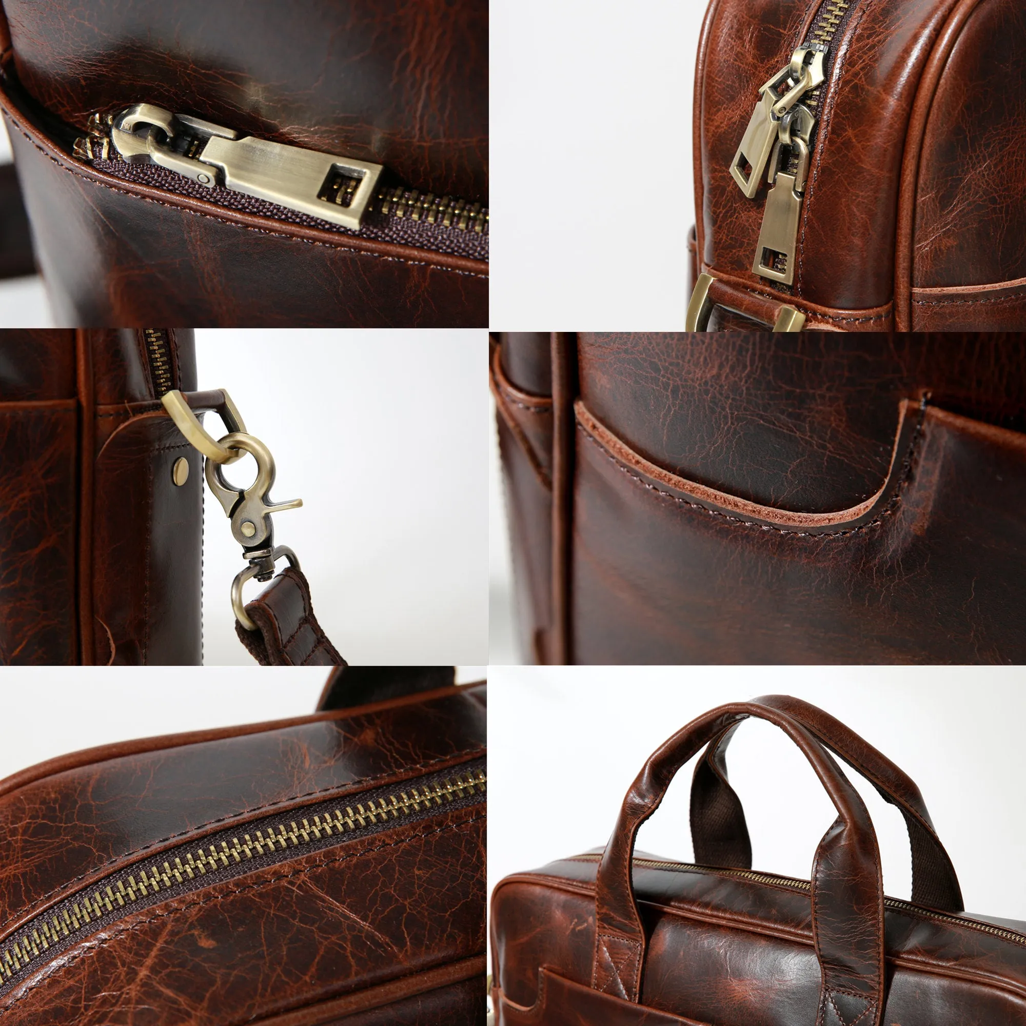 Leather 16" Laptop Briefcase for Men Shoulder Bag Travel