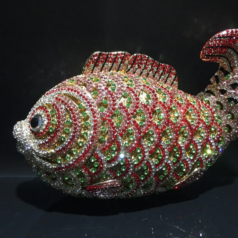 Luxy Moon Goldfish Rhinestone Clutch Unique Cute Purse