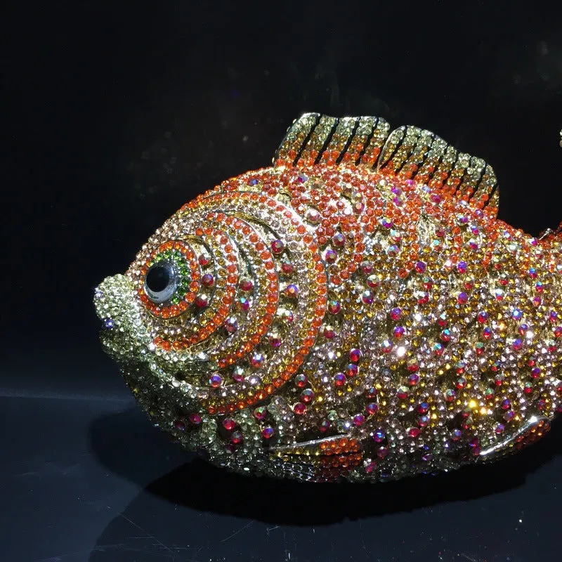 Luxy Moon Goldfish Rhinestone Clutch Unique Cute Purse