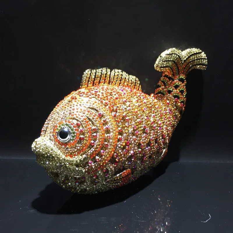 Luxy Moon Goldfish Rhinestone Clutch Unique Cute Purse