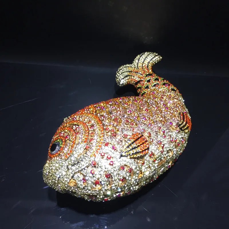 Luxy Moon Goldfish Rhinestone Clutch Unique Cute Purse