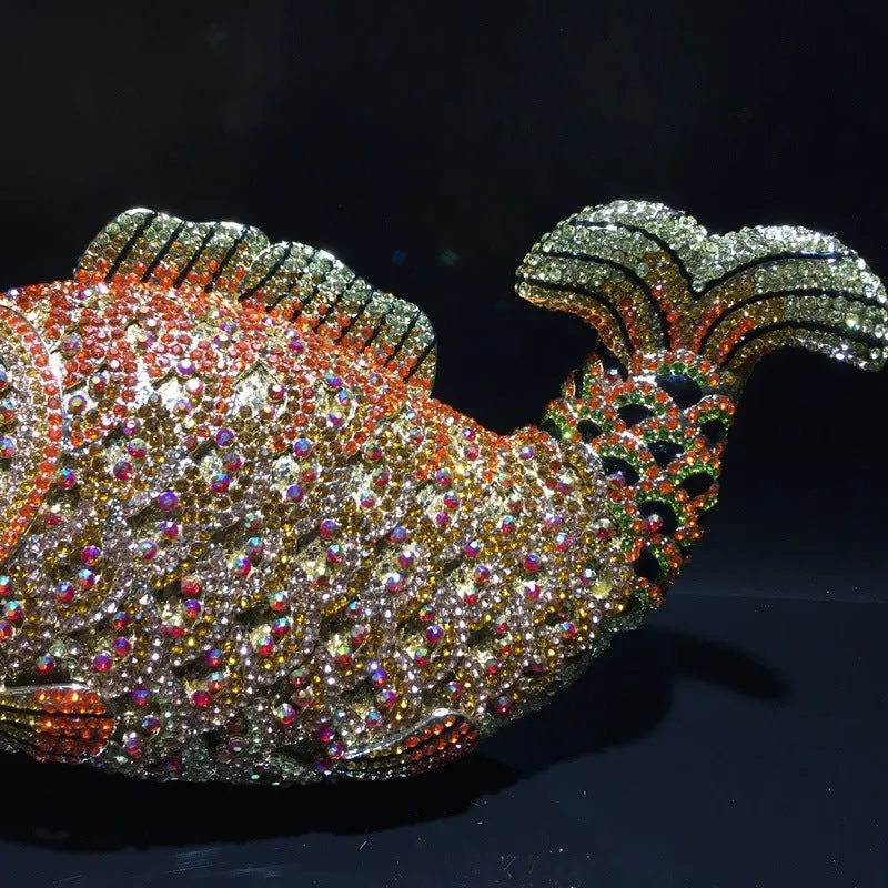Luxy Moon Goldfish Rhinestone Clutch Unique Cute Purse