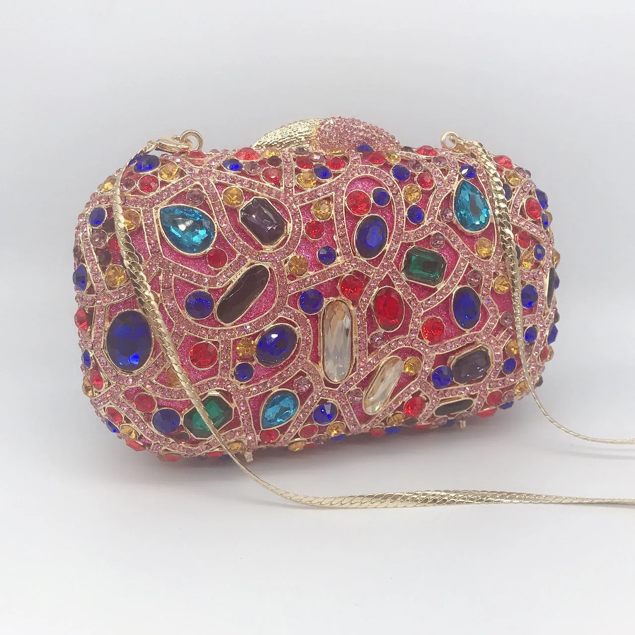 Luxy Moon Unique Evening Crystal Clutch Purse with Chain