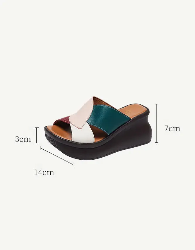 Matching Leather Wedge Slippers