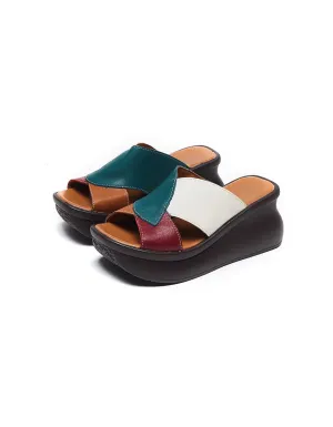 Matching Leather Wedge Slippers
