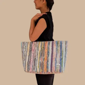 Multicolored Upcycled Handwoven Office Tote (OT1224-005) PS_W