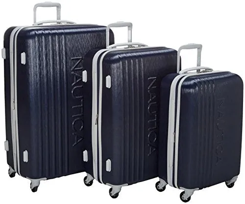 Nautica Lifeboat 3 Piece Hardside Expandable Suitcase Set, Classic Navy