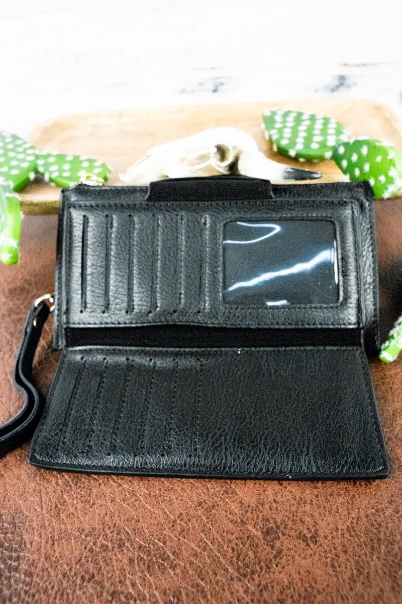 NGIL Black Faux Leather Wristlet Wallet