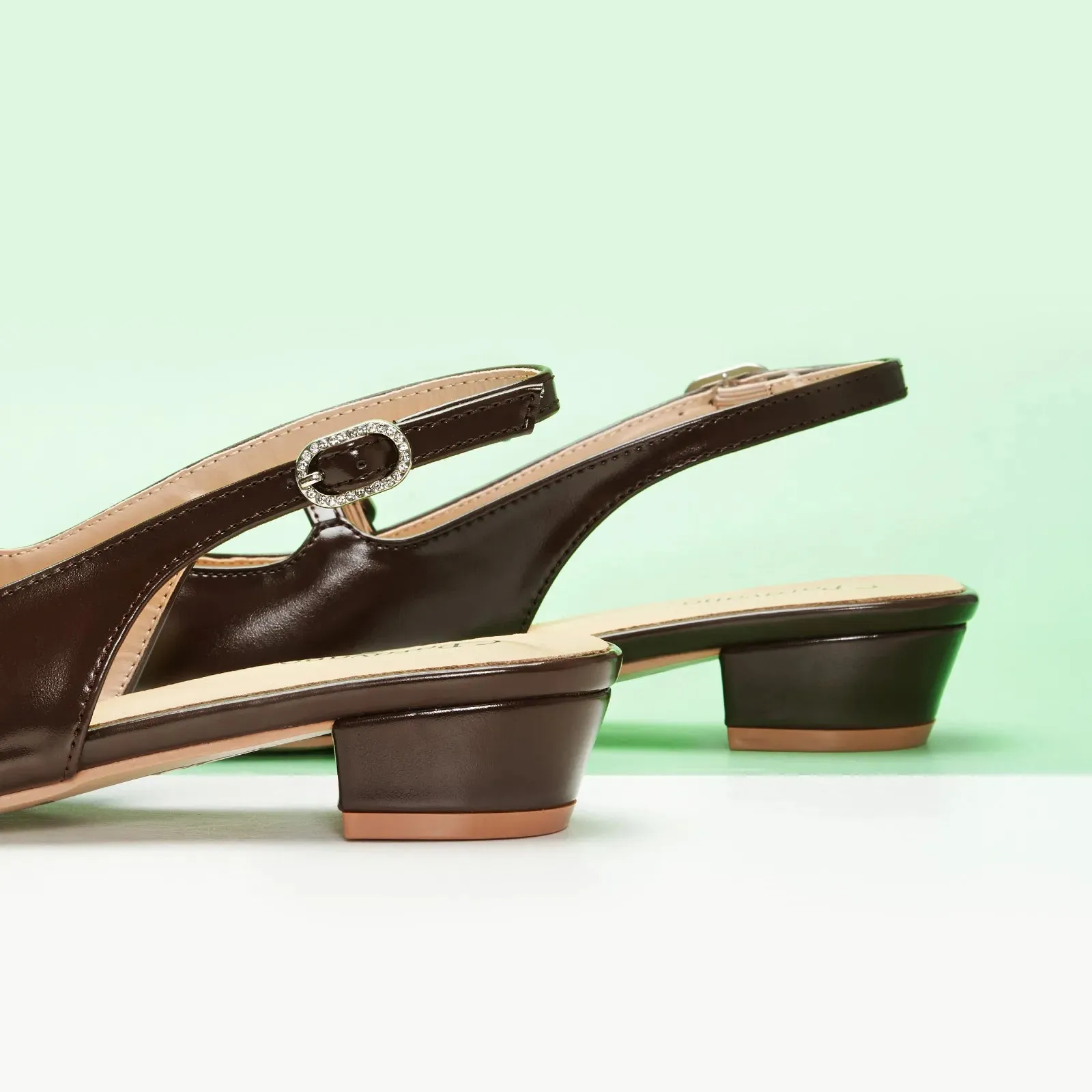 Open Back Block Heel (Alva) Dark Brown