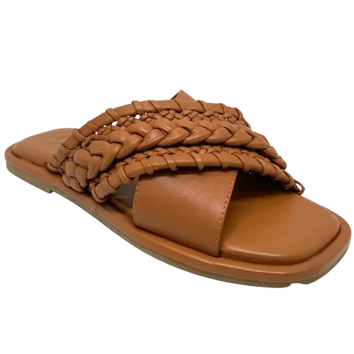 Sempre Di Plaited Slide  -  Tan
