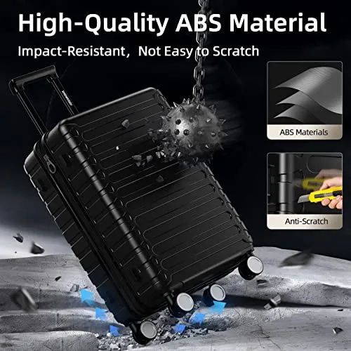 SHOWKOO Luggage Sets Expandable ABS Hardshell 3pcs, Black