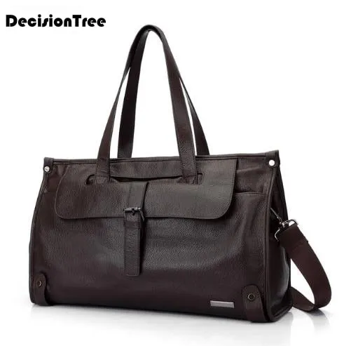 Soft Genuine Leather Men'S Luggage Bags Casual Travel Duffel Bags Cow Leather Men'S Large