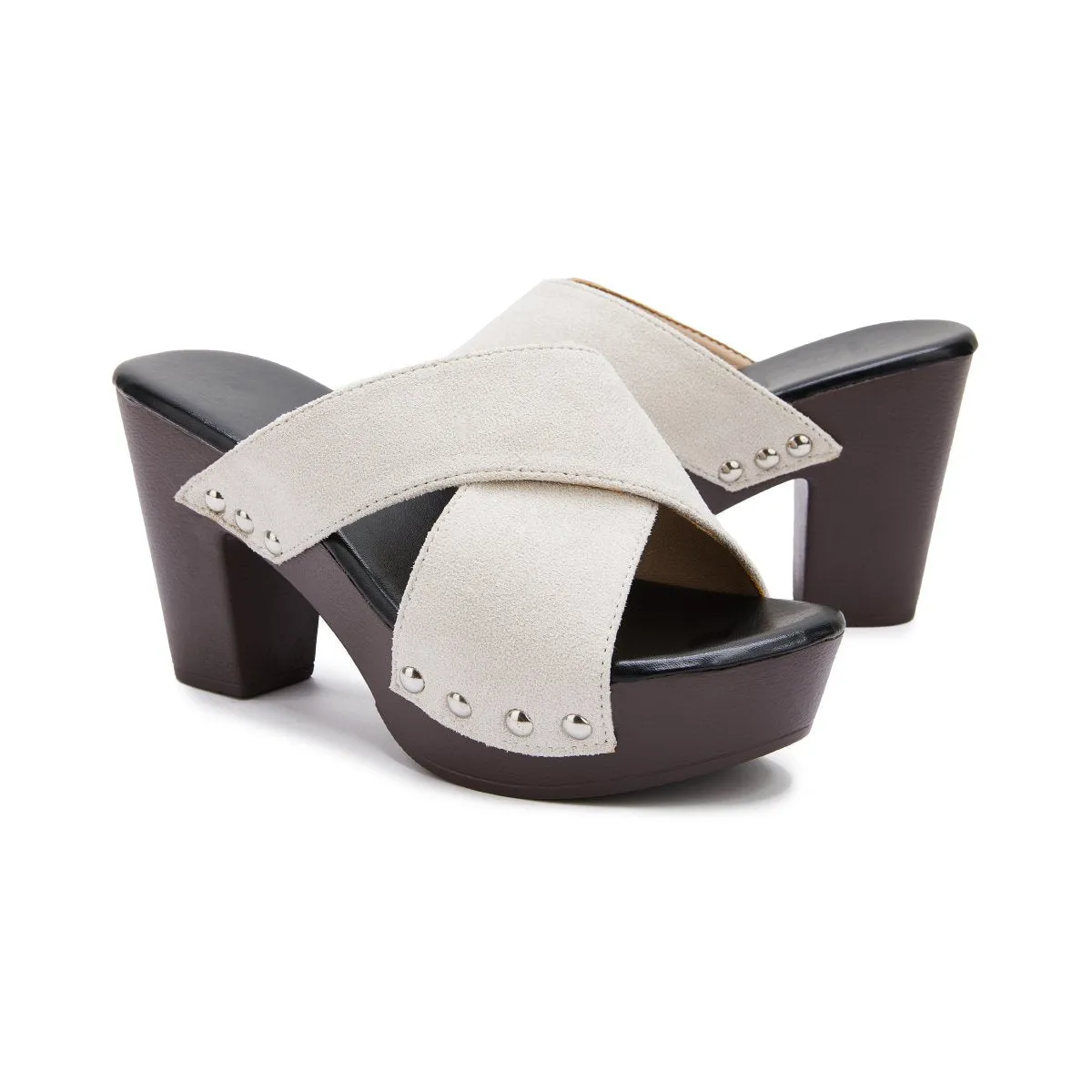 Sohiwoo  Women's Vintage Sandals Rivet Criss Cross Platform Wedges
