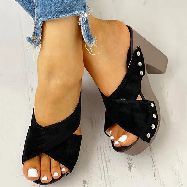 Sohiwoo  Women's Vintage Sandals Rivet Criss Cross Platform Wedges