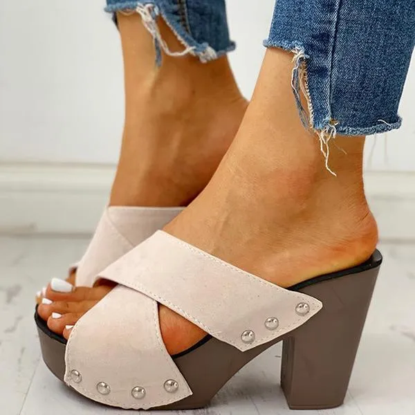 Sohiwoo  Women's Vintage Sandals Rivet Criss Cross Platform Wedges