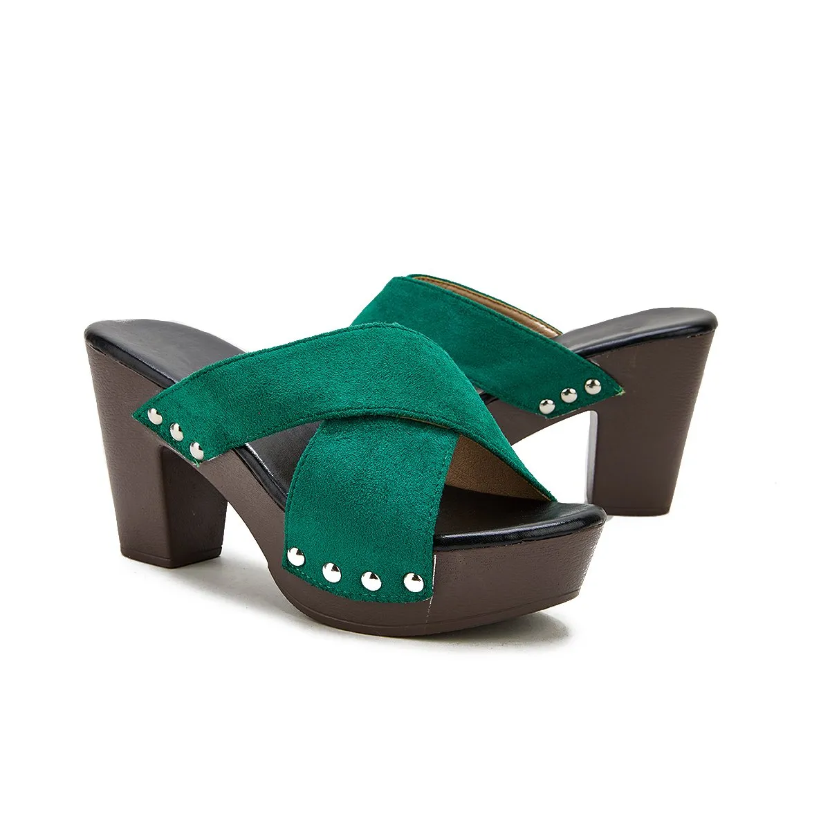 Sohiwoo  Women's Vintage Sandals Rivet Criss Cross Platform Wedges