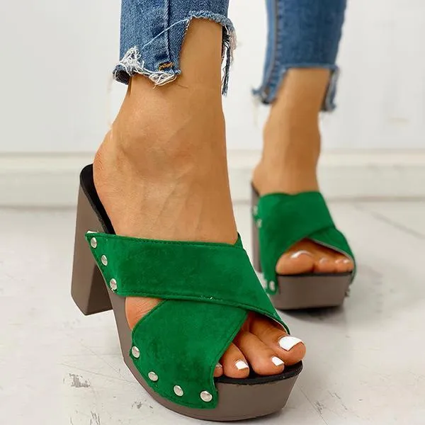 Sohiwoo  Women's Vintage Sandals Rivet Criss Cross Platform Wedges