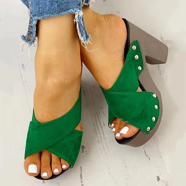 Sohiwoo  Women's Vintage Sandals Rivet Criss Cross Platform Wedges