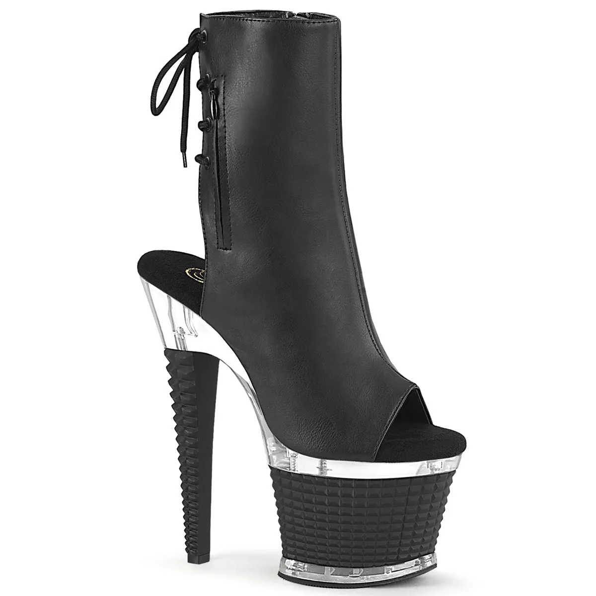SPECTATOR-1018 Pleaser Black Matte Platform Ankle Boots