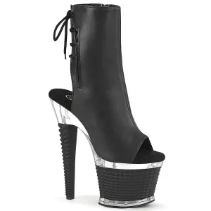 SPECTATOR-1018 Pleaser Black Matte Platform Ankle Boots