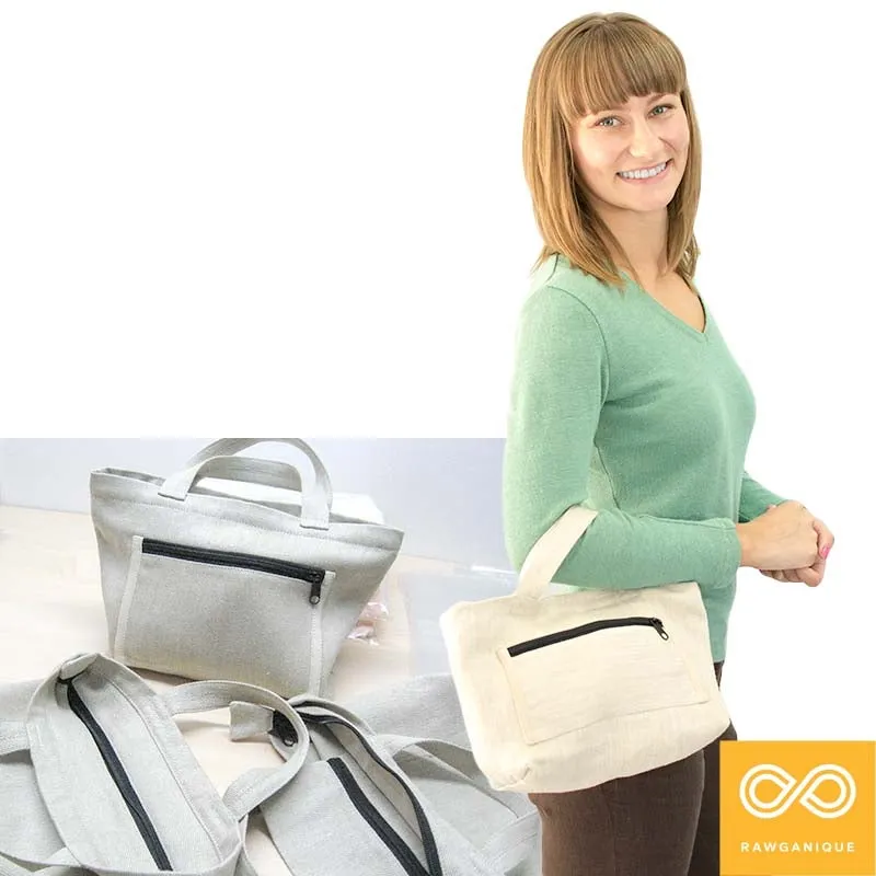 SYDNEY 100% Organic Hemp Clutch Tote (With Shoulder Strap) (12x9x3.5) (Plastic-free)