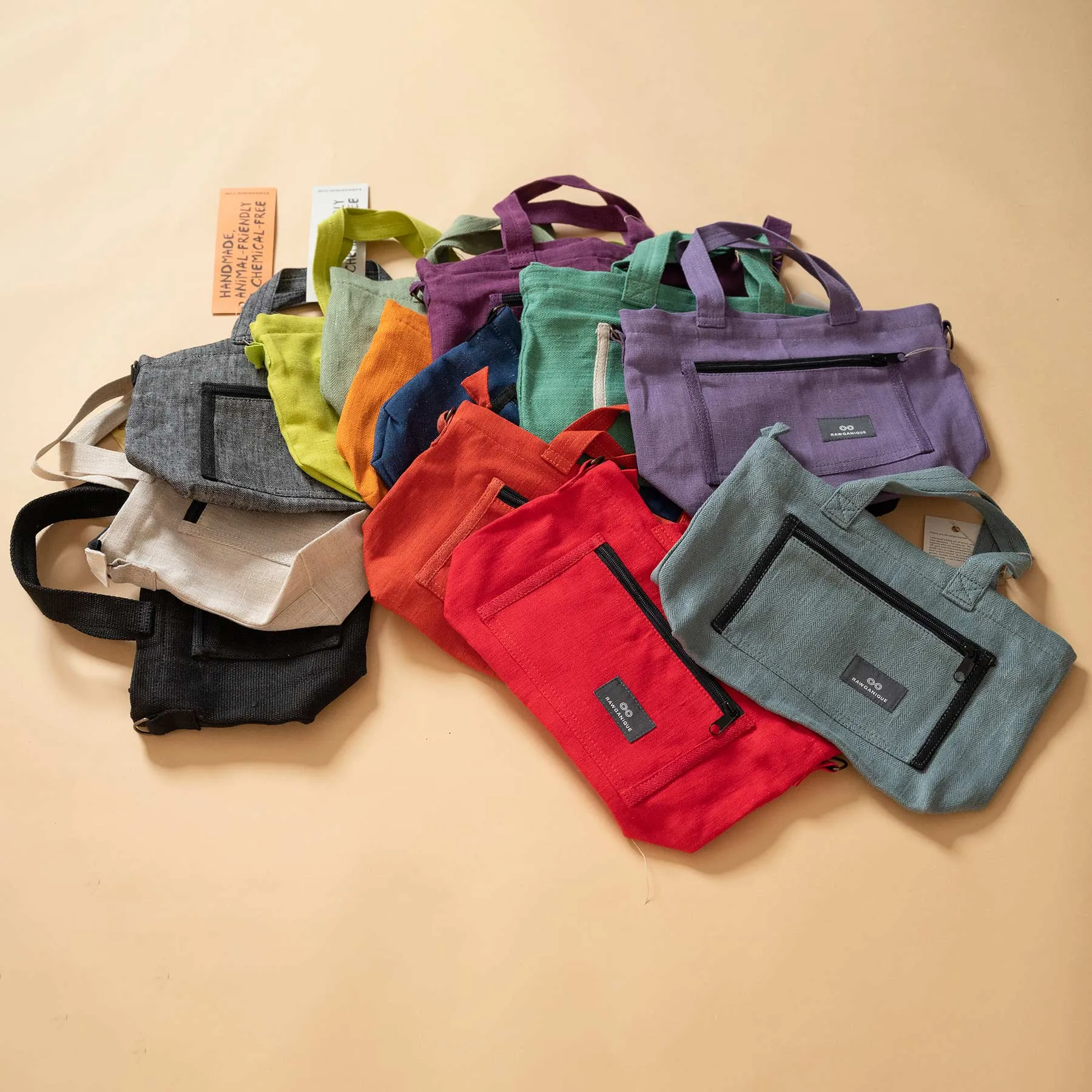 SYDNEY 100% Organic Hemp Clutch Tote (With Shoulder Strap) (12x9x3.5) (Plastic-free)