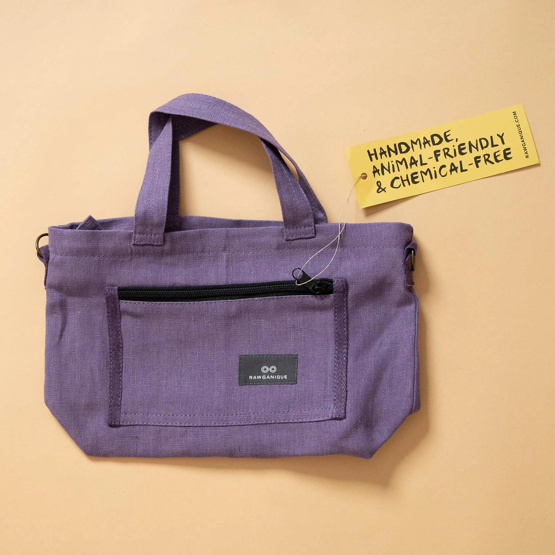 SYDNEY 100% Organic Hemp Clutch Tote (With Shoulder Strap) (12x9x3.5) (Plastic-free)