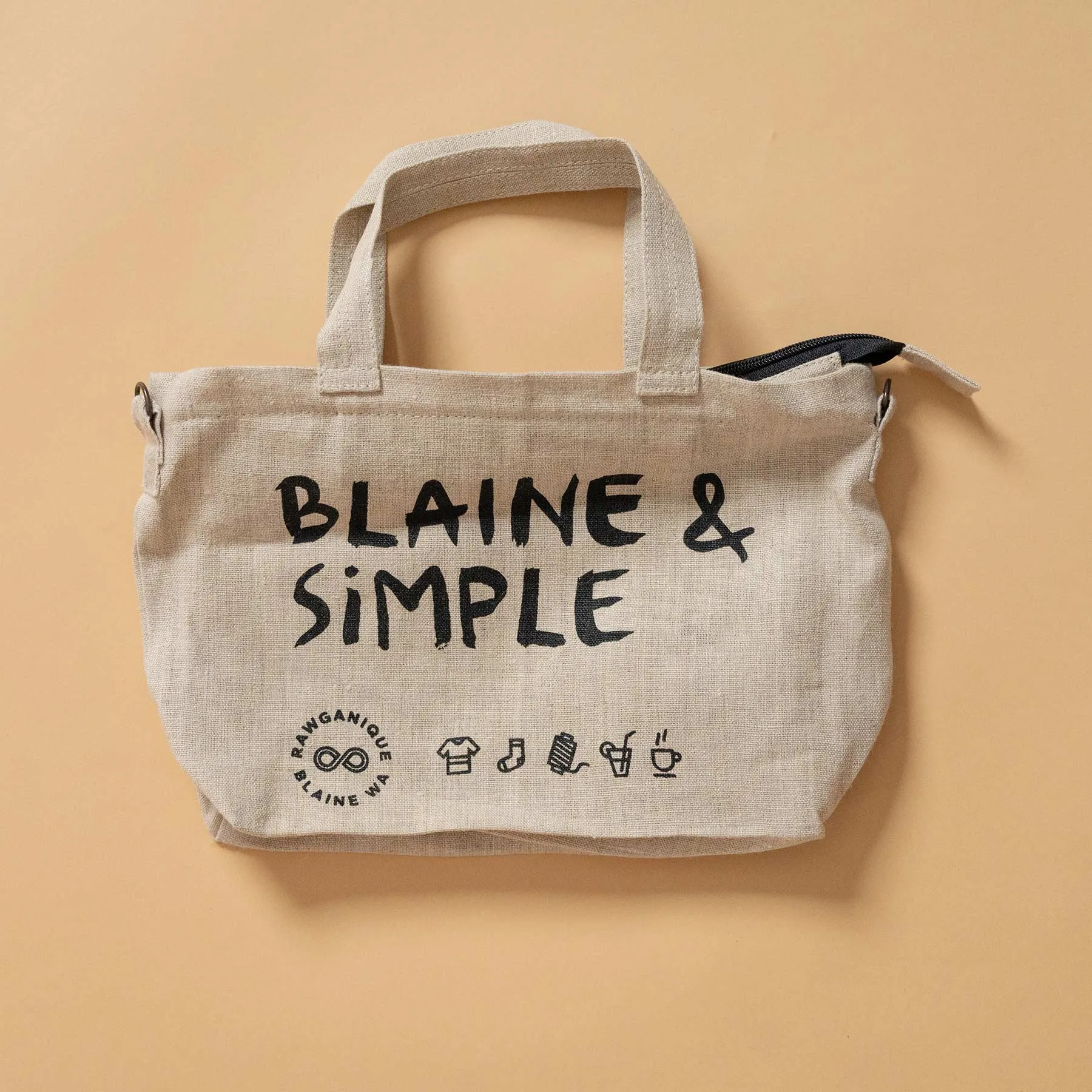 SYDNEY 100% Organic Hemp Clutch Tote (With Shoulder Strap) (12x9x3.5) (Plastic-free)