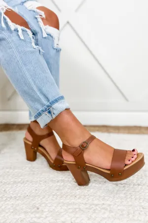 The Jordyn Ankle Strap Block Heel - Tan