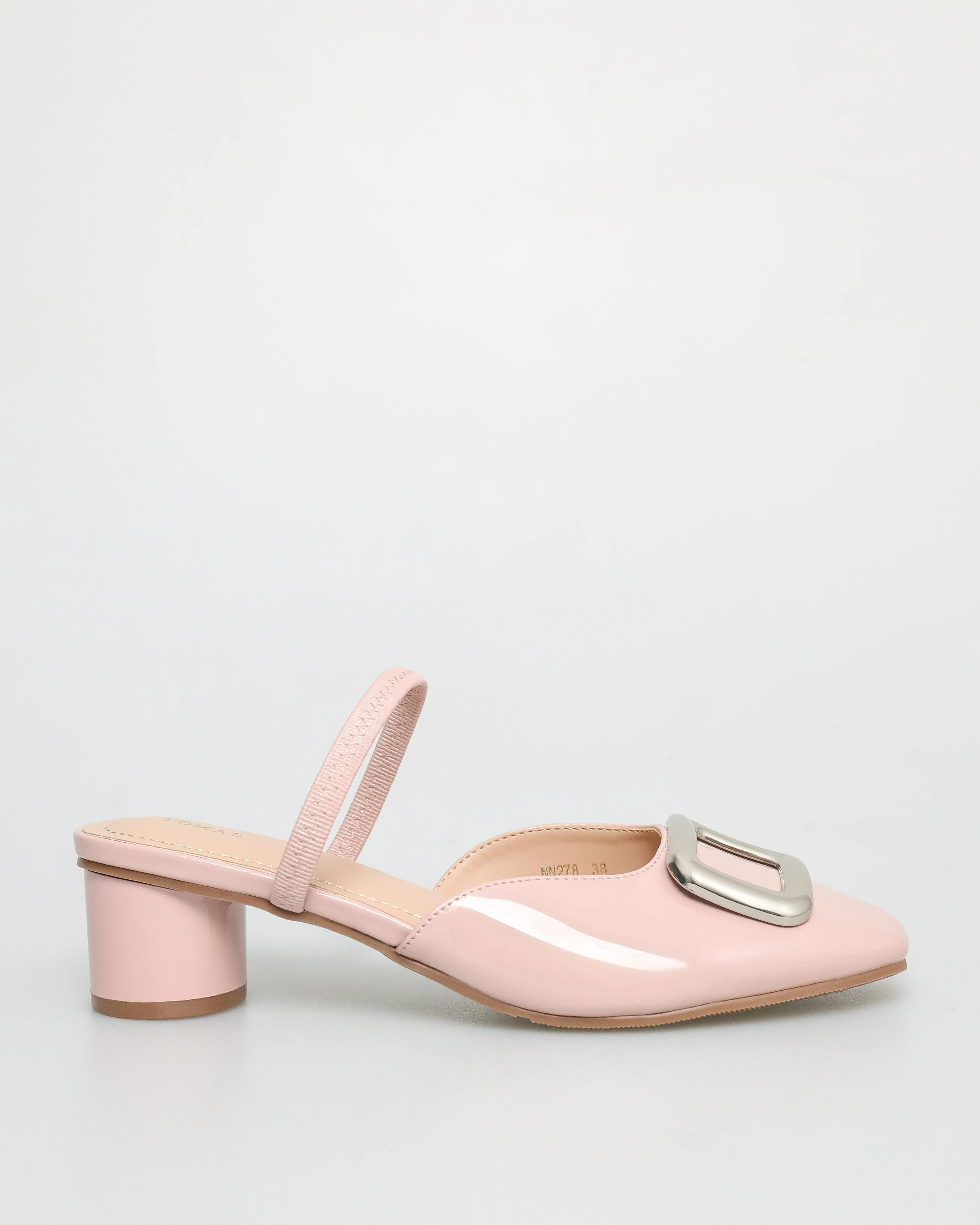 Tomaz NN278 Ladies Square Emblem Strappy Low Heels (Pink)