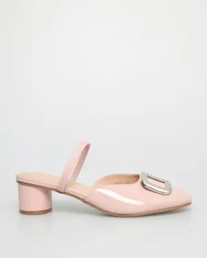 Tomaz NN278 Ladies Square Emblem Strappy Low Heels (Pink)