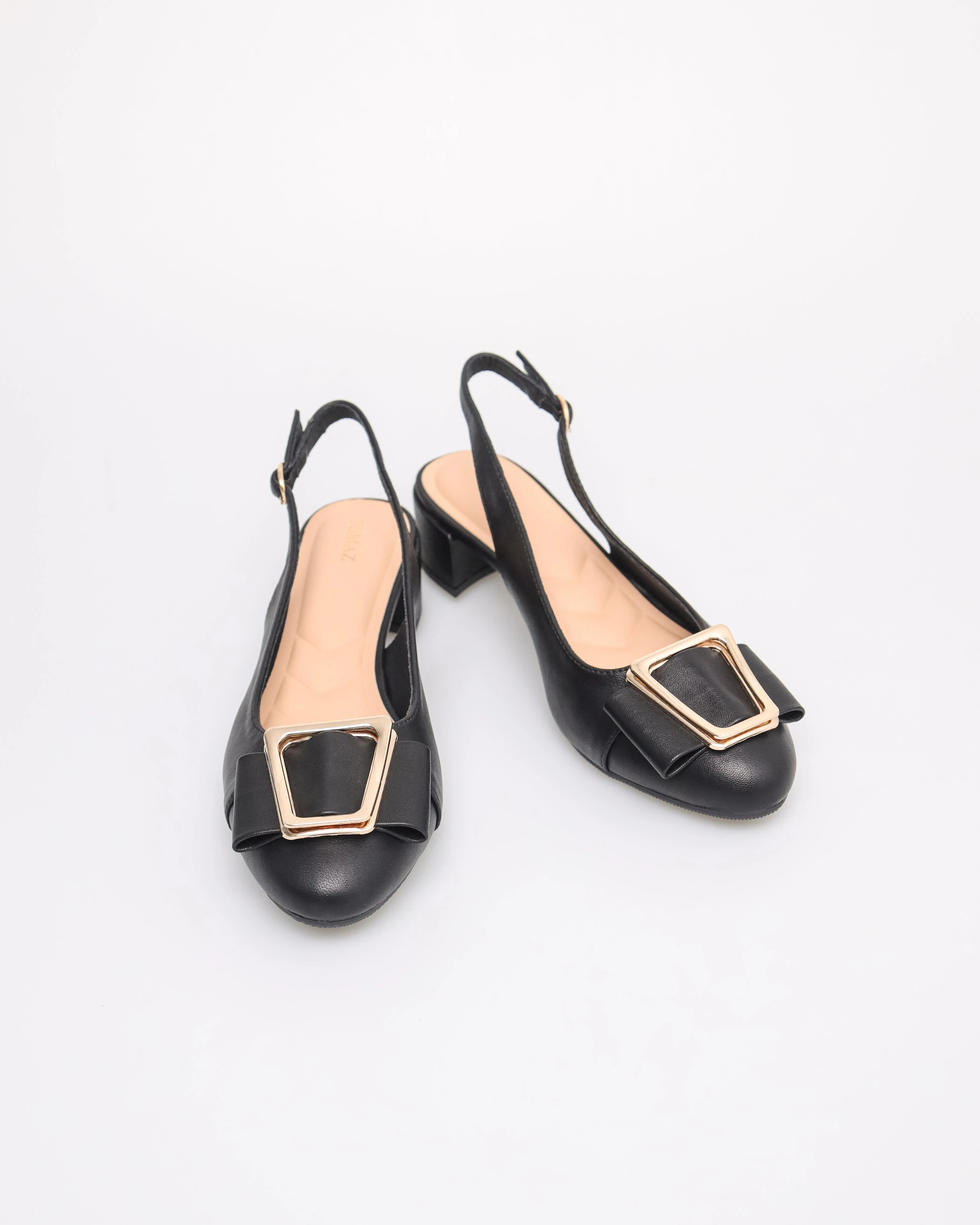 Tomaz YX184 Ladies Metallic Buckle Slingbacks