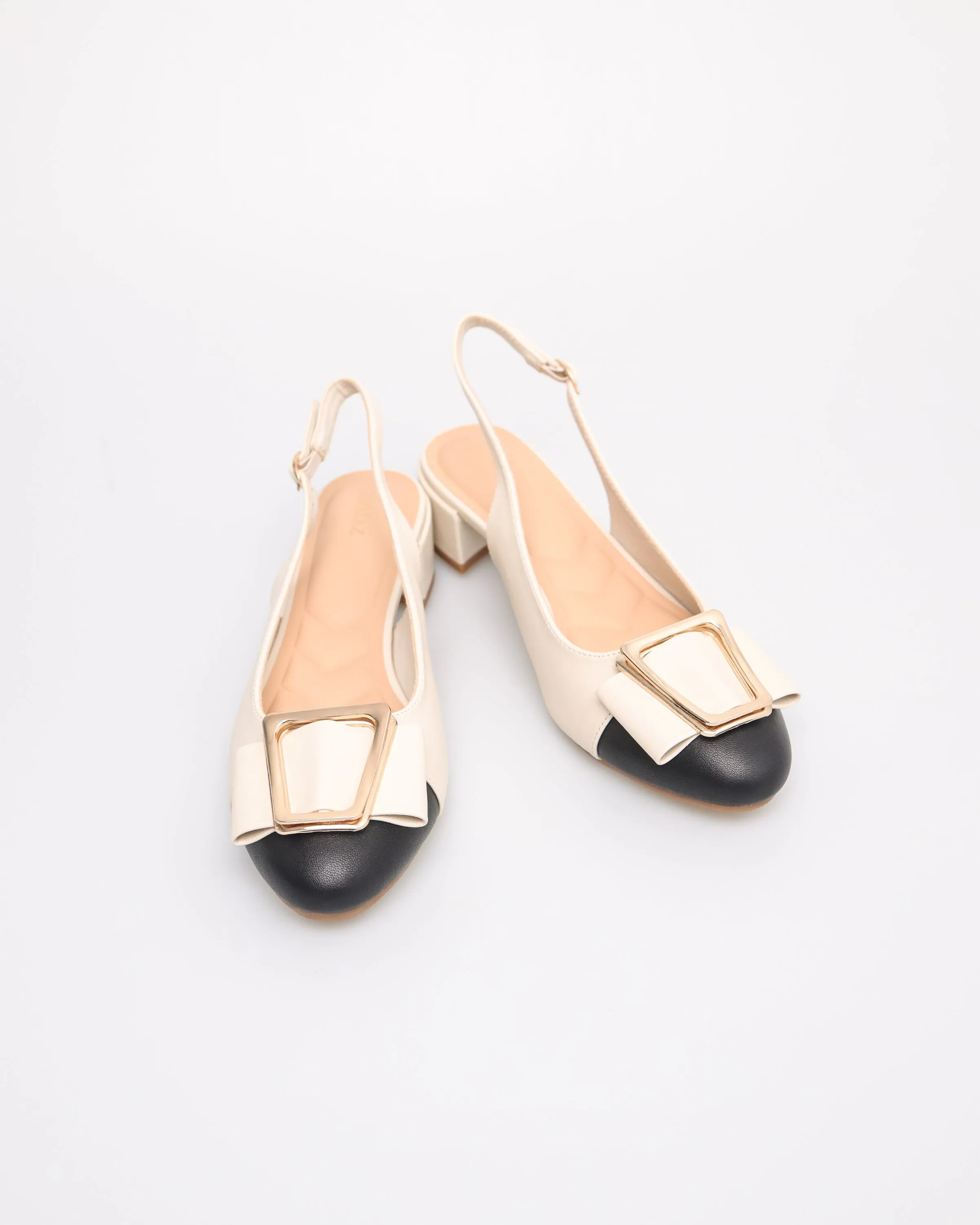 Tomaz YX184 Ladies Metallic Buckle Slingbacks