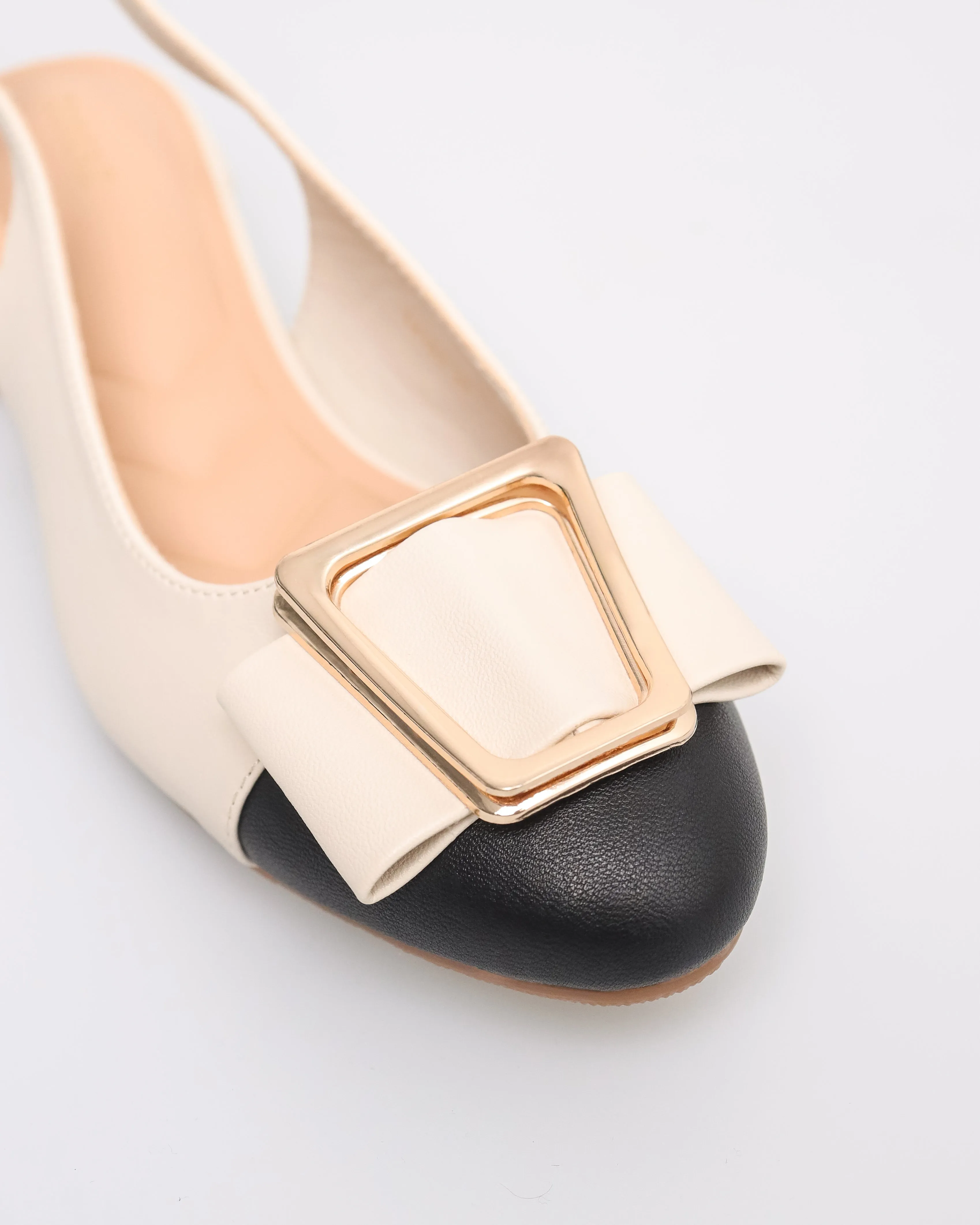 Tomaz YX184 Ladies Metallic Buckle Slingbacks