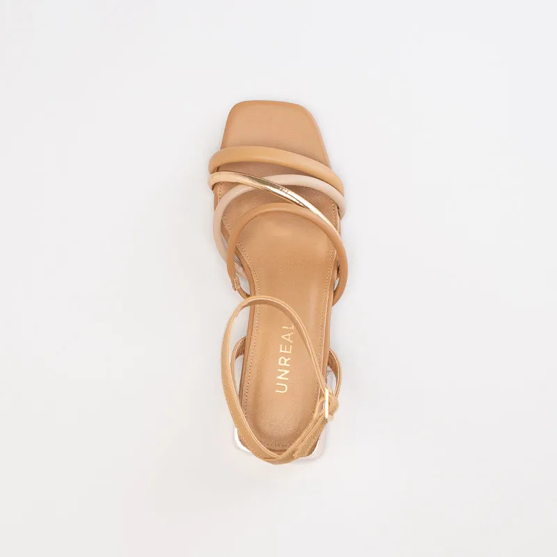 Unreal Women Tubular Straps Low Block Heel _ 150736