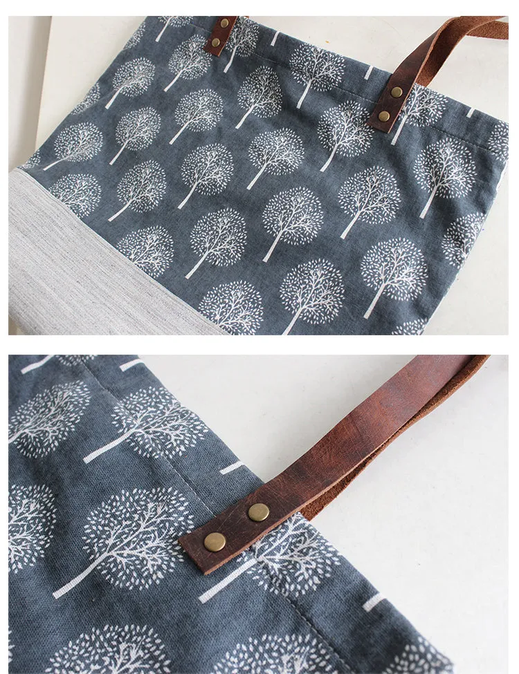 Vintage Leather Canvas Bag, Womens Tote Bags, Shoulder Bags For Women, Shopper Bag