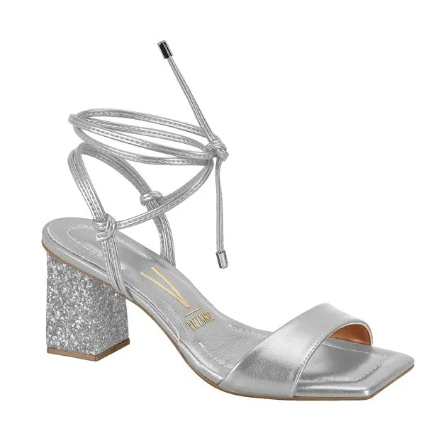 Vizzano 6455-209 Strappy Block Heel Sandal in Silver Napa