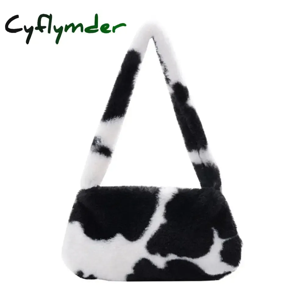 Winter Vintage Zebra Pattern Shoulder Underarm Bag Female Plush Autumn Handbag Soft Warm Fur Tote Purse For Lady Bag Sac A Main