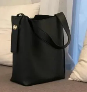 Women's Large Vegan Leather Bucket Tote Shoulder Bag
