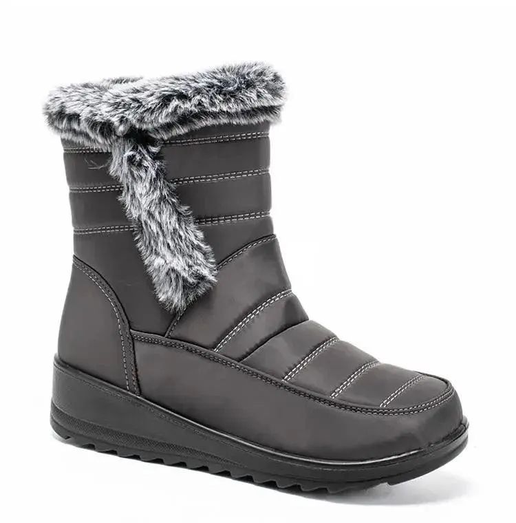 Women's Mid-Calf Snow Boots – Plush-Lined Platform Winter Boots with Down Upper