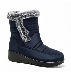 Women's Mid-Calf Snow Boots – Plush-Lined Platform Winter Boots with Down Upper