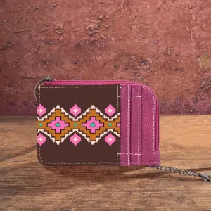 Wrangler Southwestern Art Print Mini Zip Card Case - Hot Pink