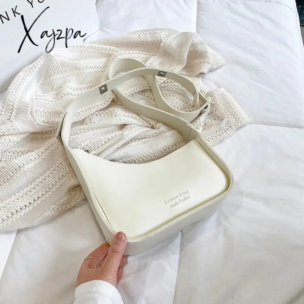 Xajzpa - Burminsa Semicircle Saddle Shoulder Crossbody Bags for Women Designer Brand Adjustable Wide Strap Girls Purses and Handbags