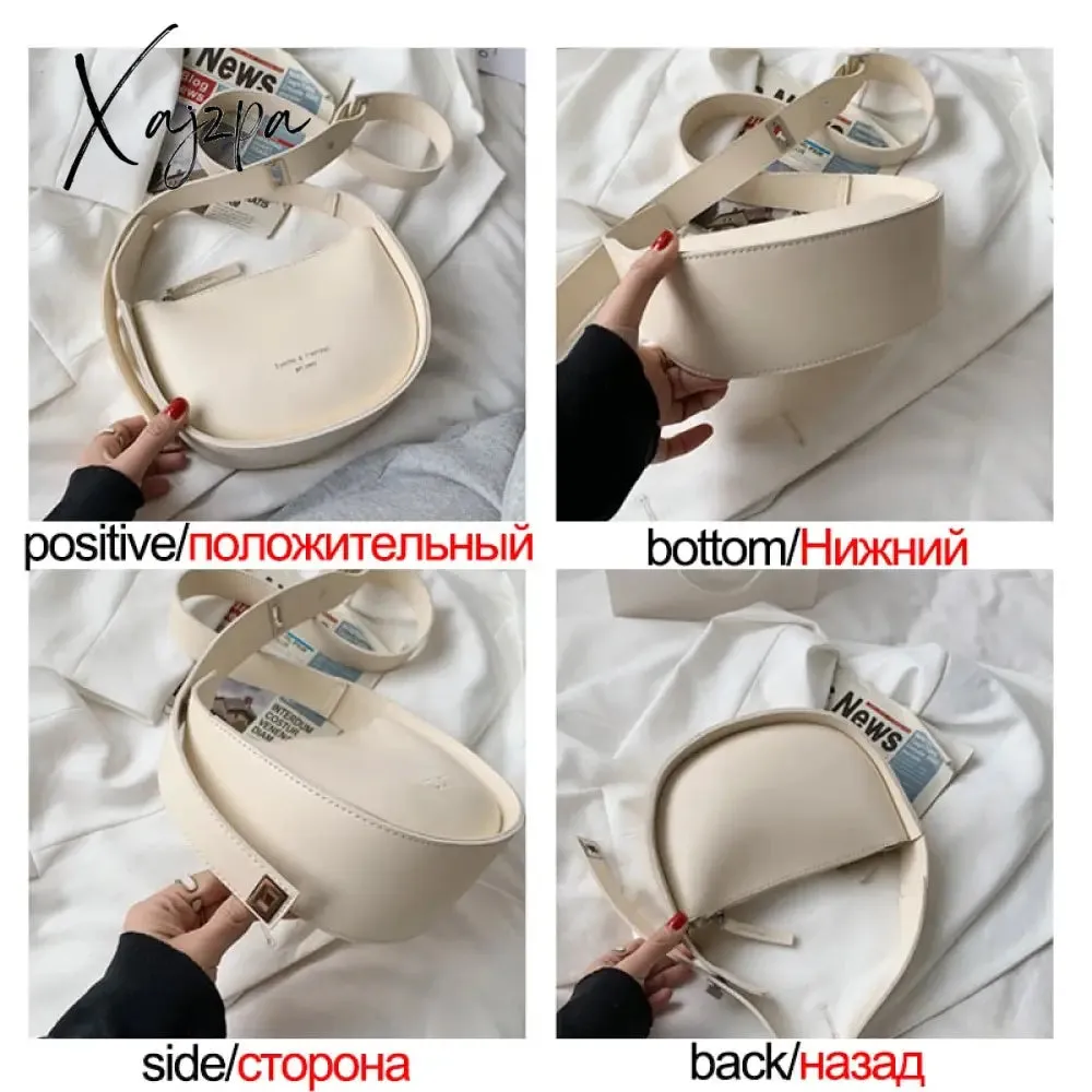 Xajzpa - Burminsa Semicircle Saddle Shoulder Crossbody Bags for Women Designer Brand Adjustable Wide Strap Girls Purses and Handbags