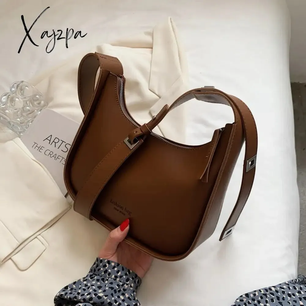 Xajzpa - Burminsa Semicircle Saddle Shoulder Crossbody Bags for Women Designer Brand Adjustable Wide Strap Girls Purses and Handbags