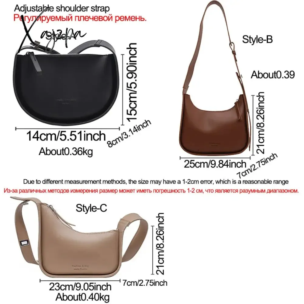 Xajzpa - Burminsa Semicircle Saddle Shoulder Crossbody Bags for Women Designer Brand Adjustable Wide Strap Girls Purses and Handbags