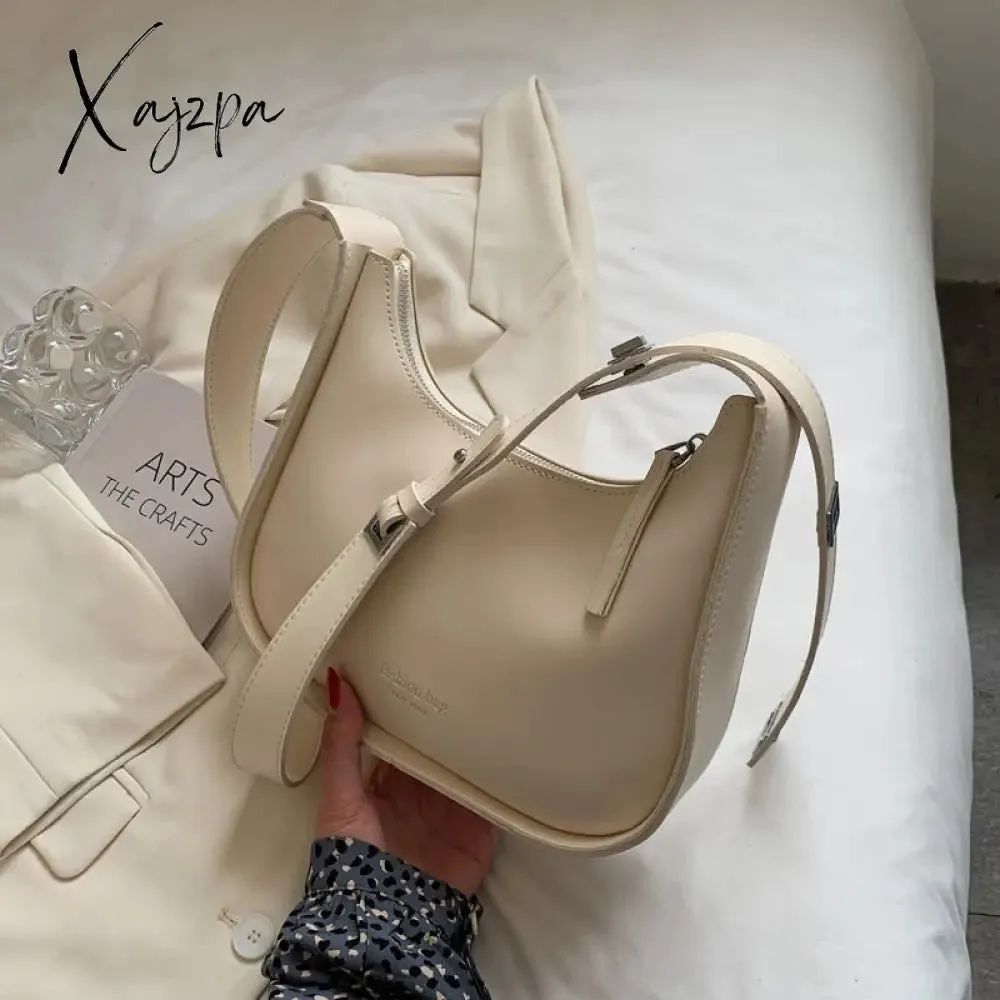 Xajzpa - Burminsa Semicircle Saddle Shoulder Crossbody Bags for Women Designer Brand Adjustable Wide Strap Girls Purses and Handbags
