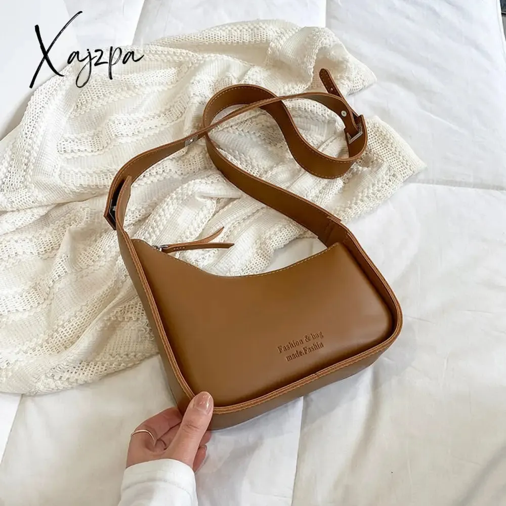 Xajzpa - Burminsa Semicircle Saddle Shoulder Crossbody Bags for Women Designer Brand Adjustable Wide Strap Girls Purses and Handbags
